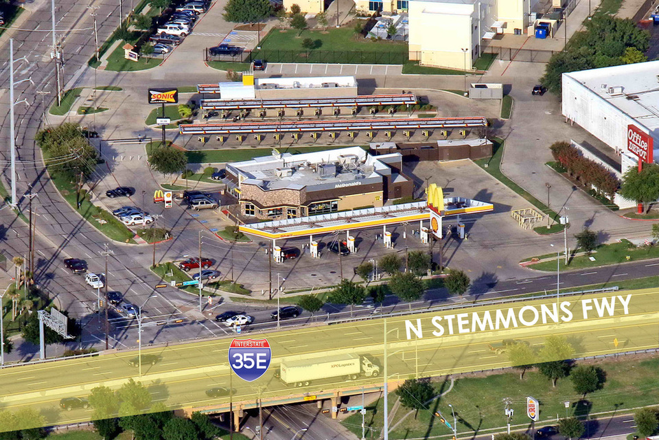 High Volume Shell Gas Station with McDonalds Tenant 8390 N. Stemmons