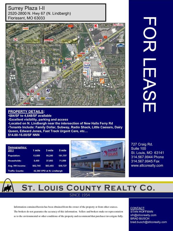 For Lease Surrey Plaza 6844648 sf 2800 North Lindbergh, Florissant