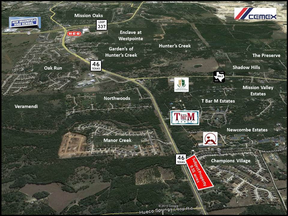 9+ Acres on Hwy 46 W. Highway 46 W., New Braunfels, TX, 78132